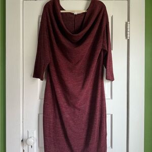 Old Navy Maroon Knit Cowl Neck Sweater Dress